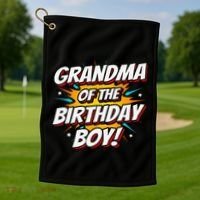 Superhero Party Comics Birthday Grandma Of Birthday Boy Golf Towel thumb 1