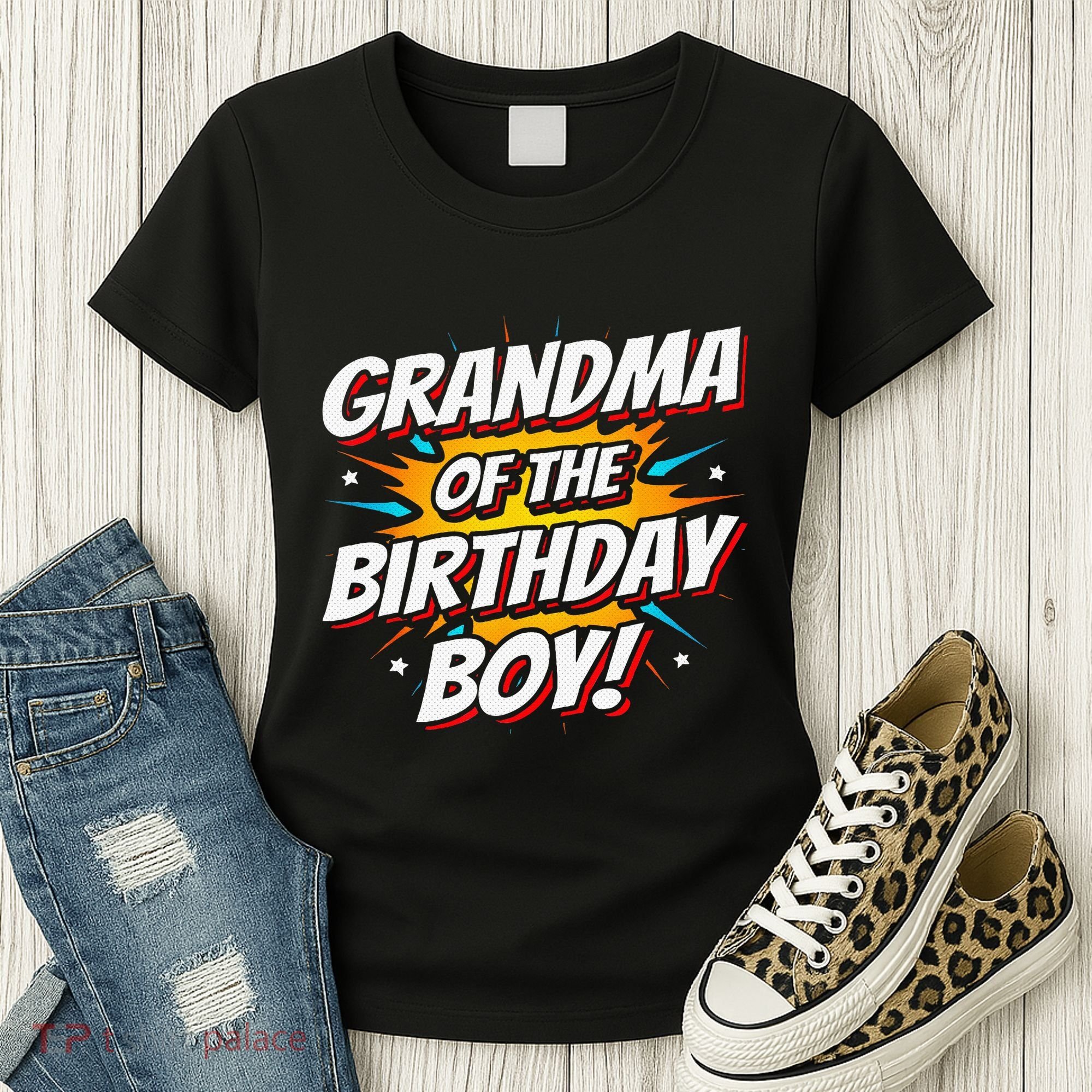 Superhero Party Comics Birthday Grandma Of Birthday Boy Women's T-Shirt