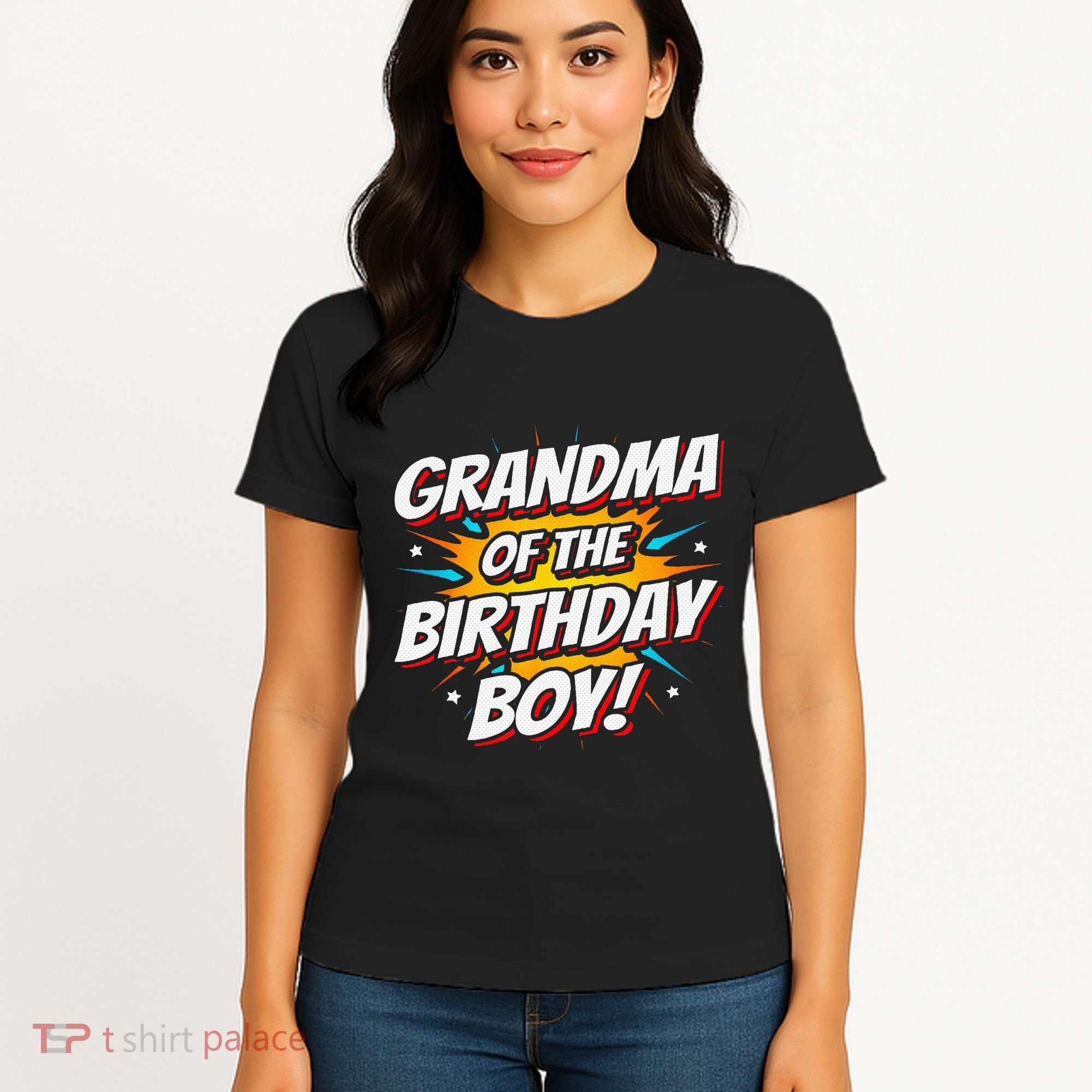 Superhero Party Comics Birthday Grandma Of Birthday Boy Women's T-Shirt