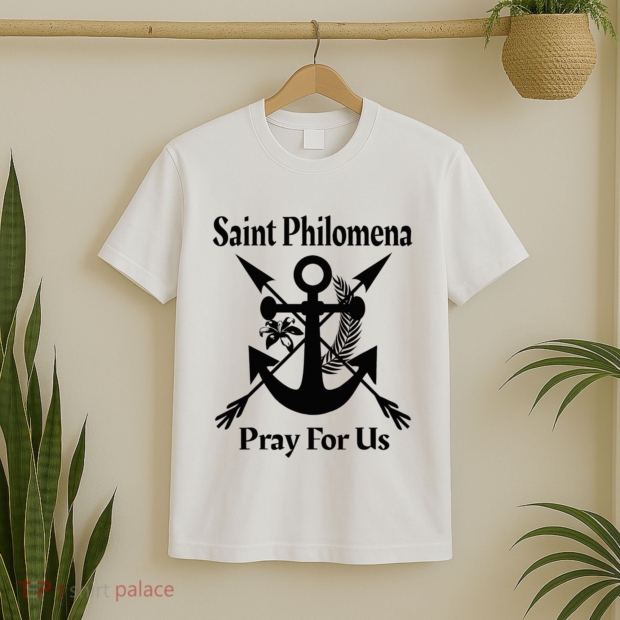 Saint Philomena Catholic St Anchor Image Lily Arrows T-Shirt
