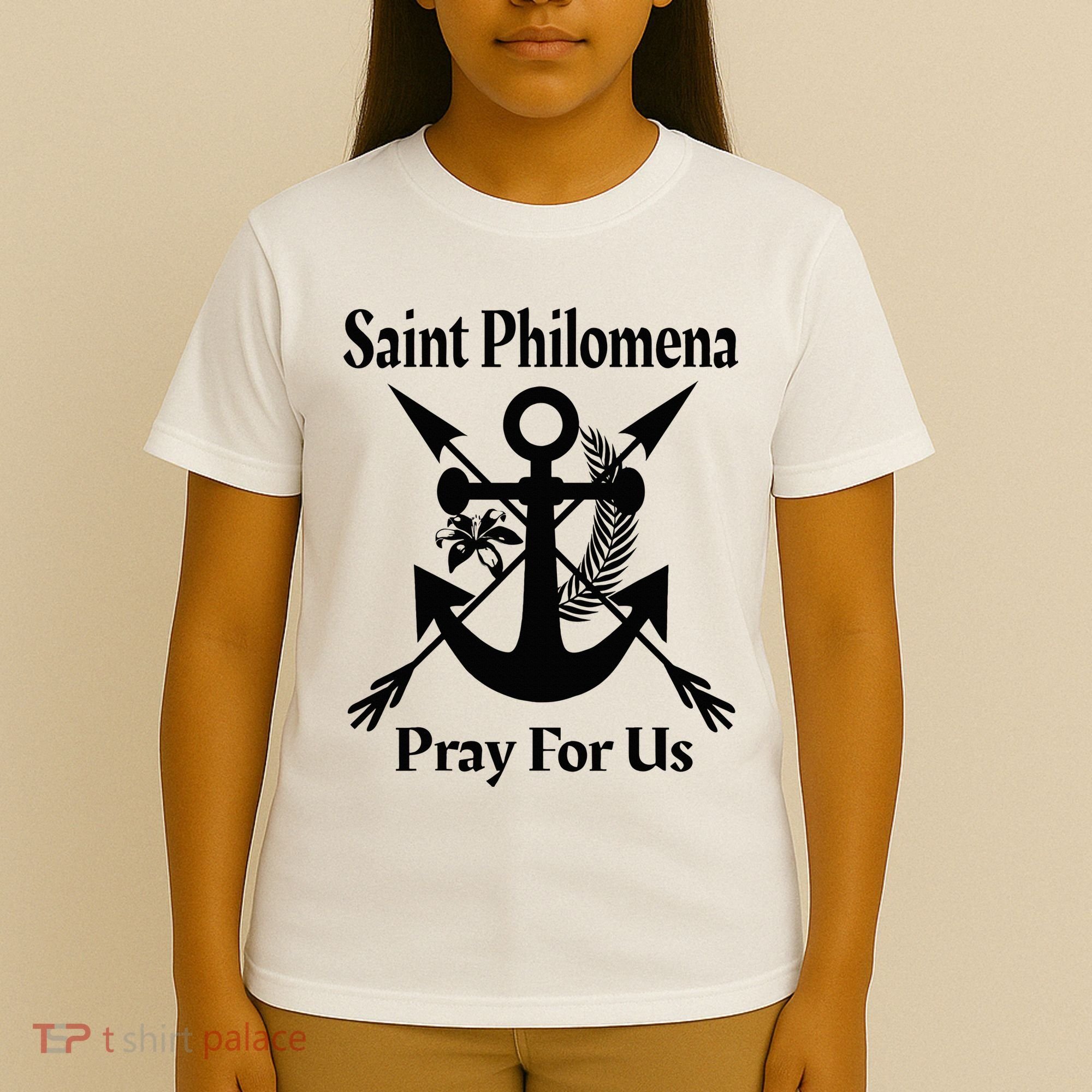 Saint Philomena Catholic St Anchor Image Lily Arrows T-Shirt