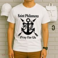 Saint Philomena Catholic St Anchor Image Lily Arrows T-Shirt thumb 6