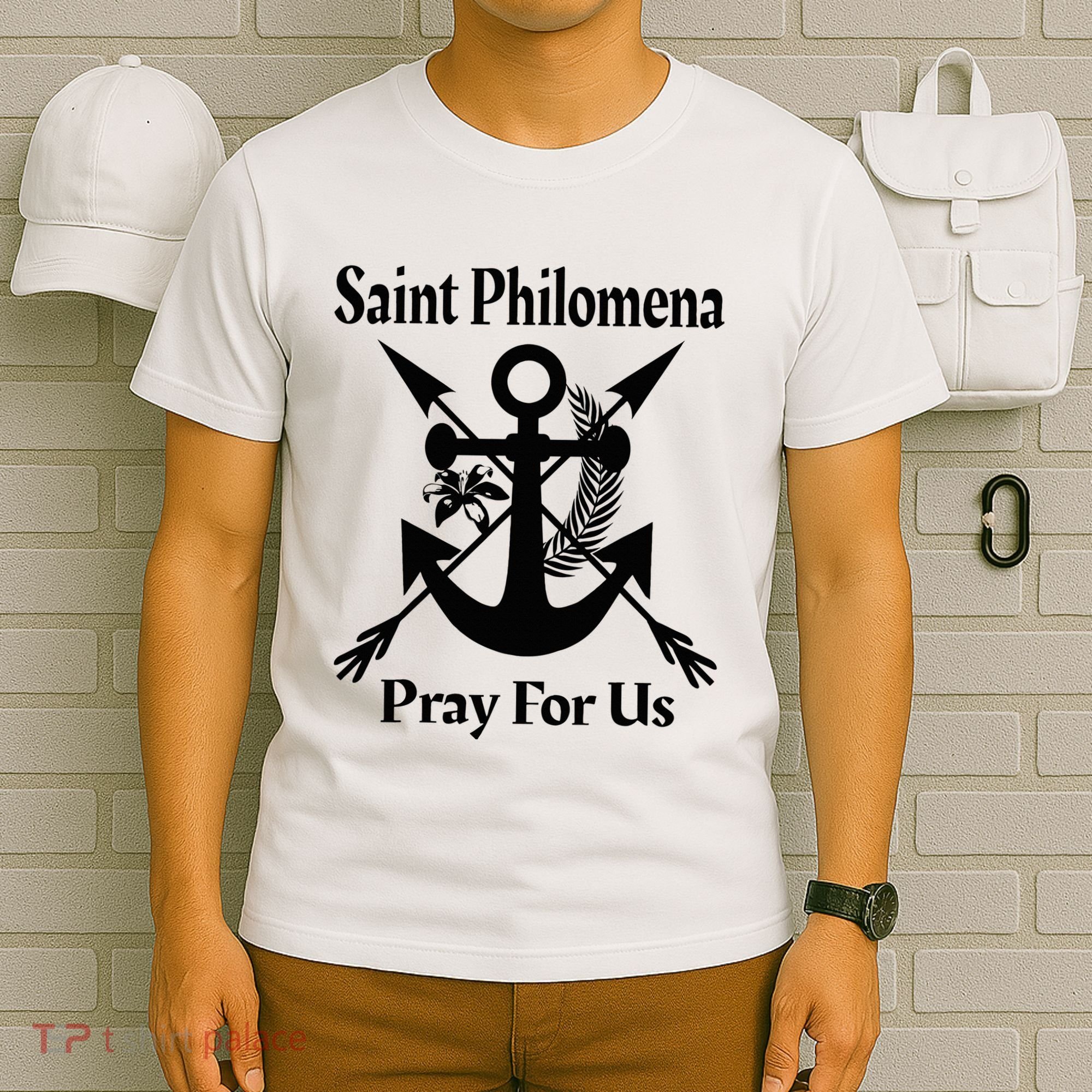 Saint Philomena Catholic St Anchor Image Lily Arrows T-Shirt