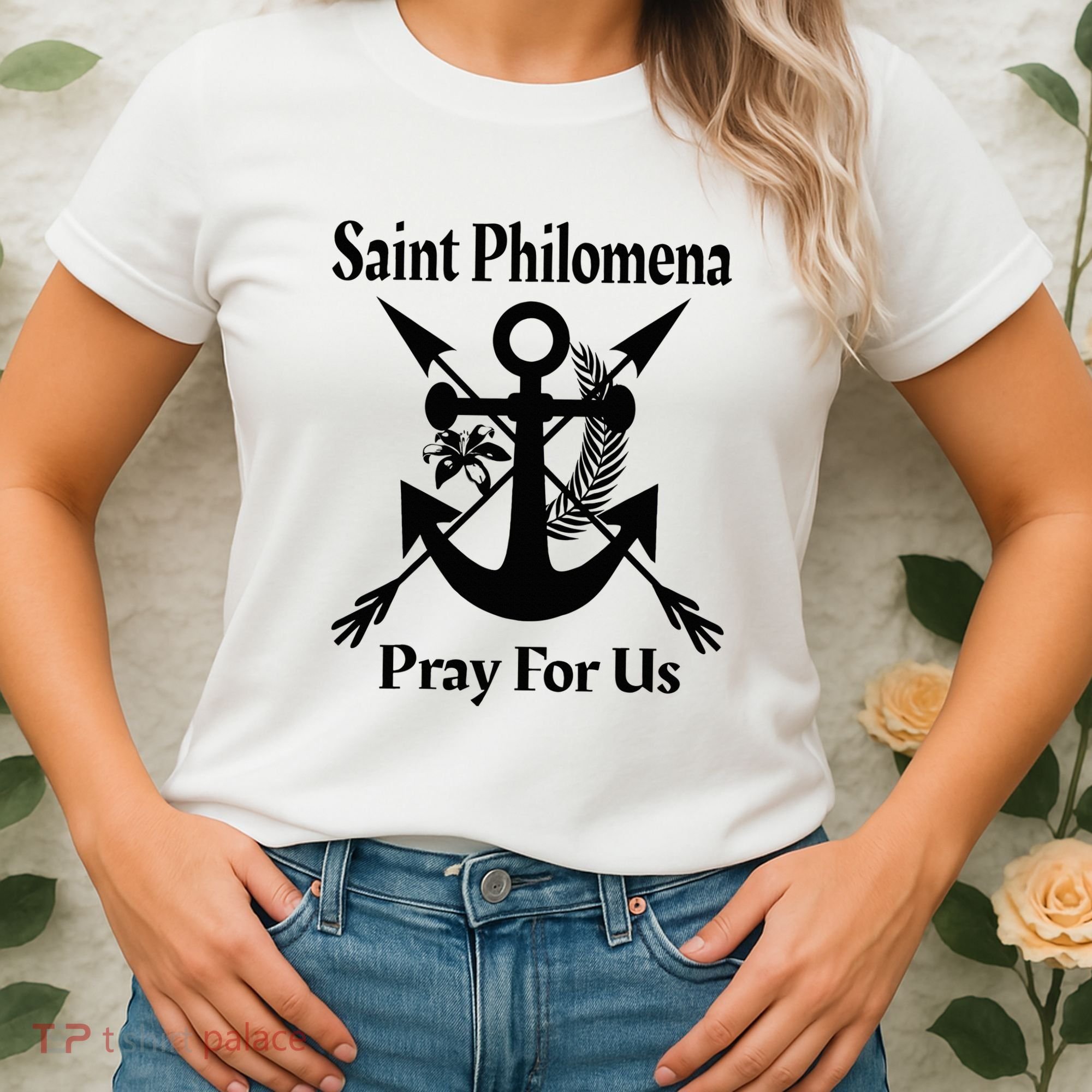 Saint Philomena Catholic St Anchor Image Lily Arrows Women's T-Shirt