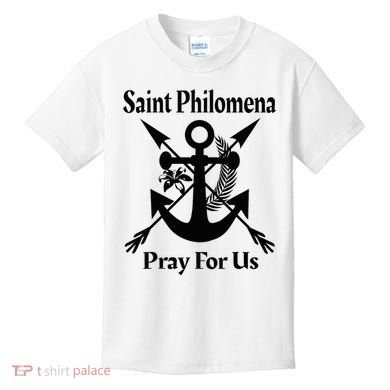 Saint Philomena Catholic St Anchor Image Lily Arrows Kids T-Shirt