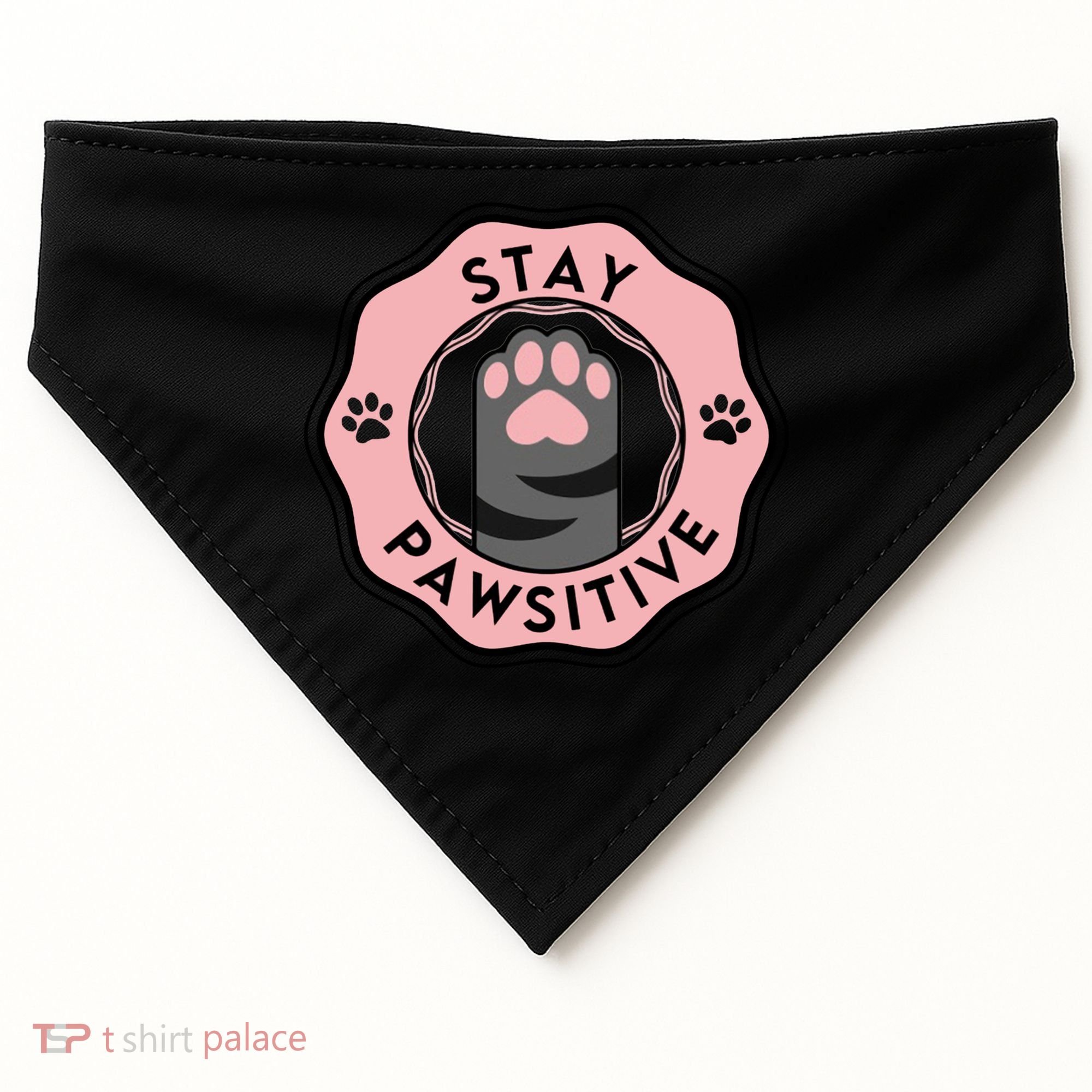 Stay Pawsitive Cat Stay Pawsitive Cute Gift USA-Made Doggie Bandana