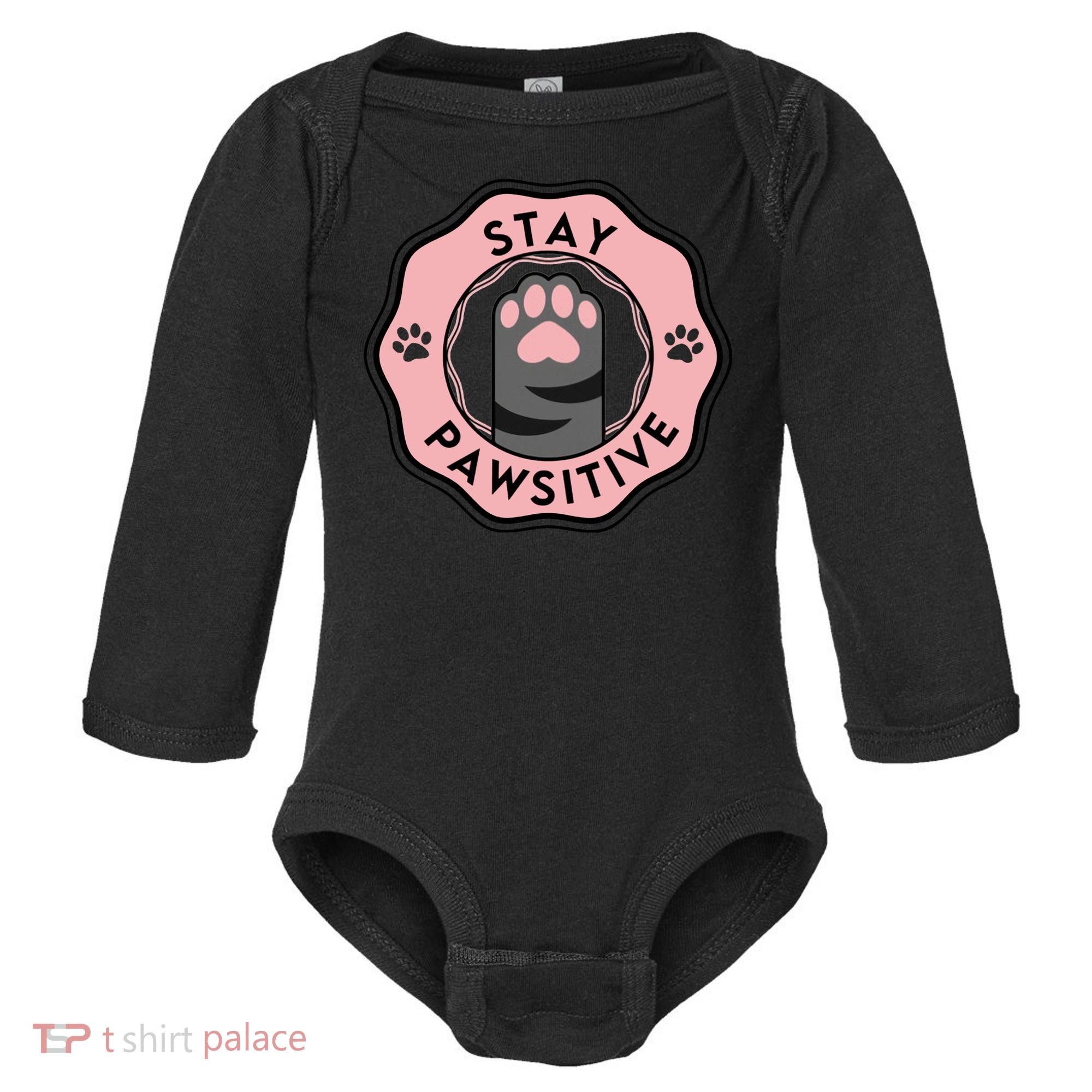 Stay Pawsitive Cat Stay Pawsitive Cute Gift Baby Long Sleeve Bodysuit