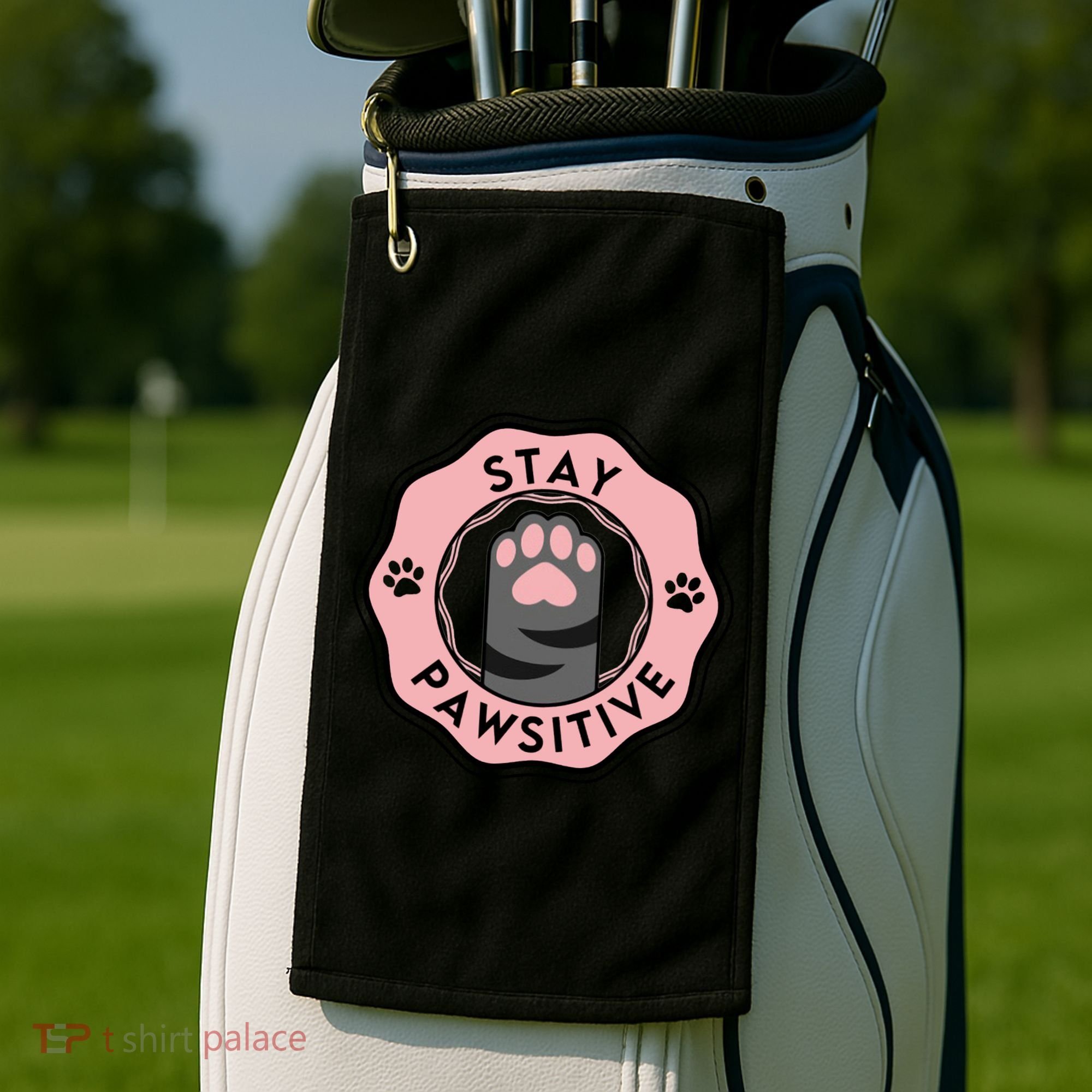 Stay Pawsitive Cat Stay Pawsitive Cute Gift Golf Towel