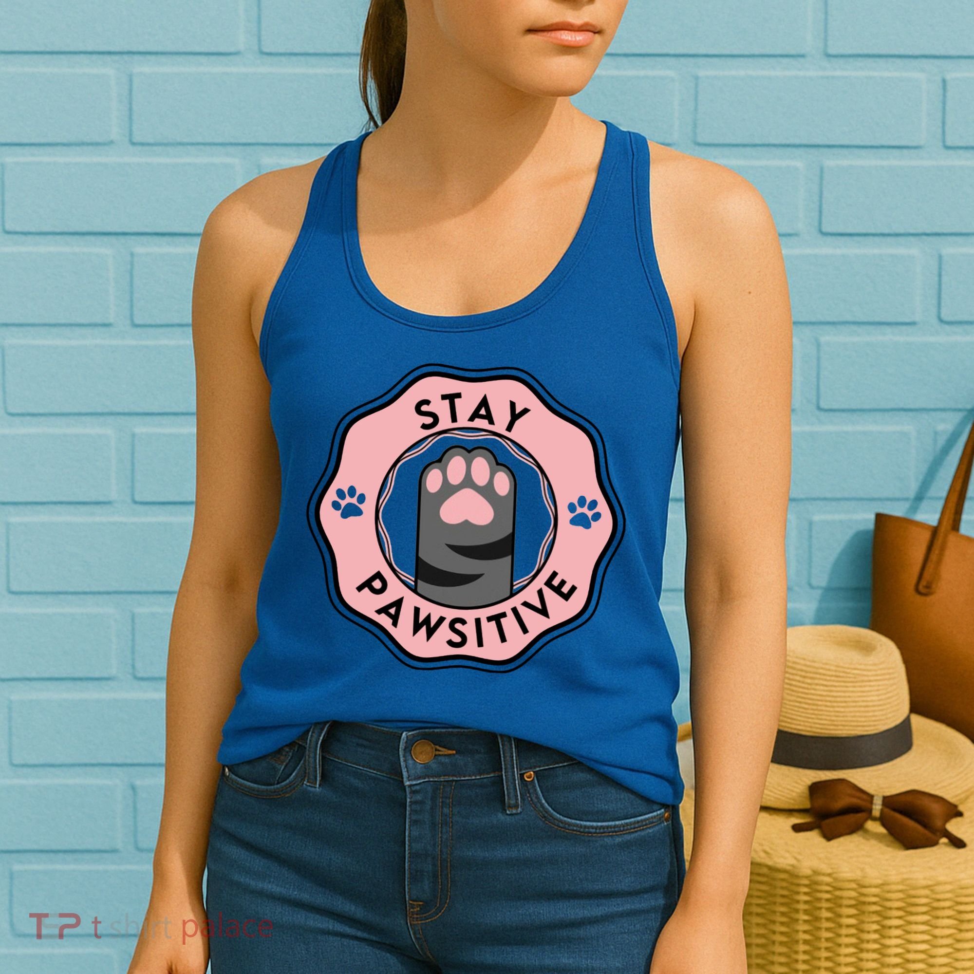 Stay Pawsitive Cat Stay Pawsitive Cute Gift Women's Tank Top