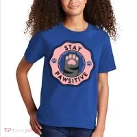 Stay Pawsitive Cat Stay Pawsitive Cute Gift Kids T-Shirt thumb 2