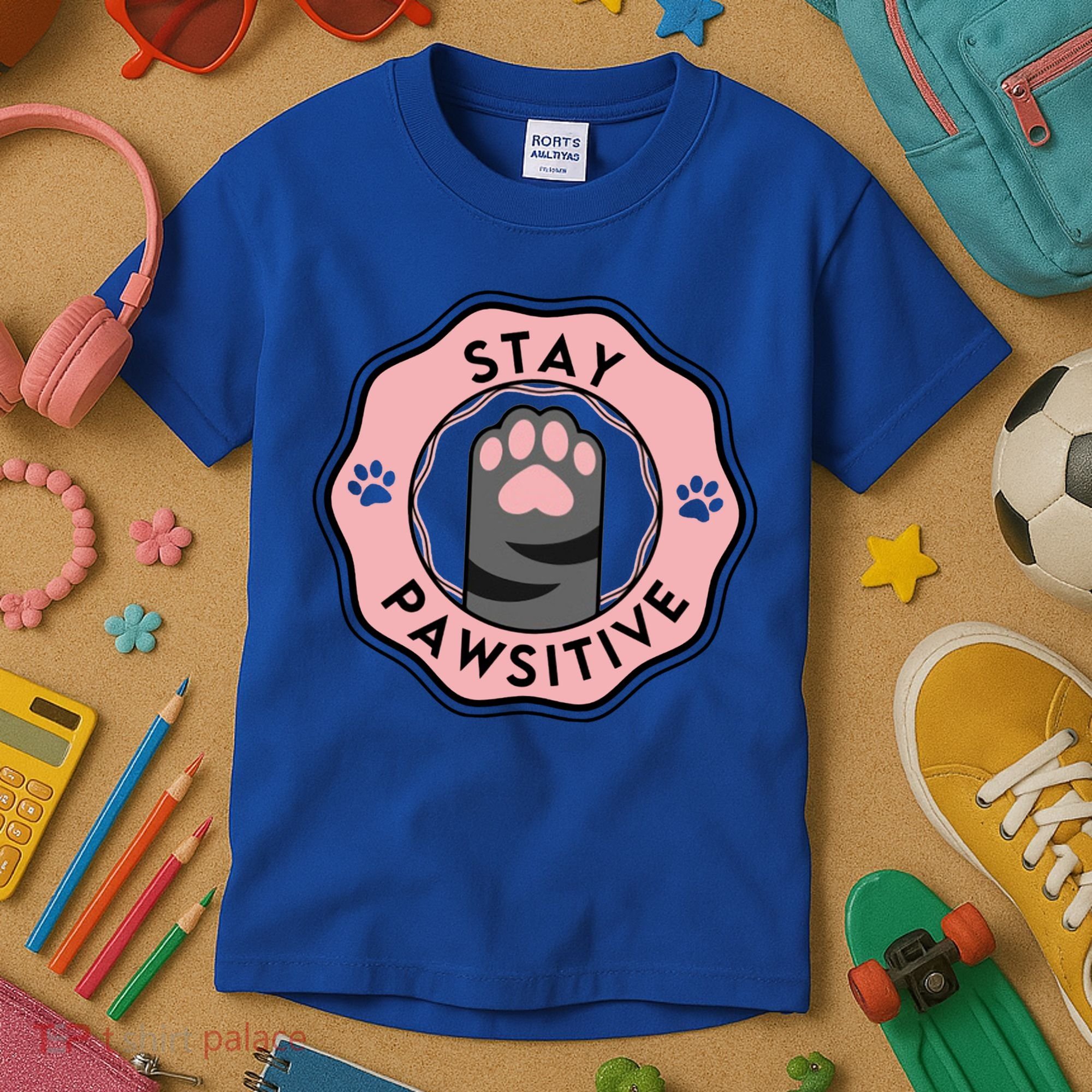 Stay Pawsitive Cat Stay Pawsitive Cute Gift Kids T-Shirt