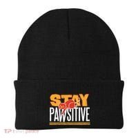 Stay Pawsitive Cute Stay Positive Cat Lover Gift Beanie thumb 0