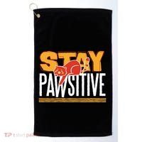 Stay Pawsitive Cute Stay Positive Cat Lover Gift Golf Towel thumb 0