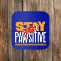Stay Pawsitive Cute Stay Positive Cat Lover Gift Coaster thumb 0