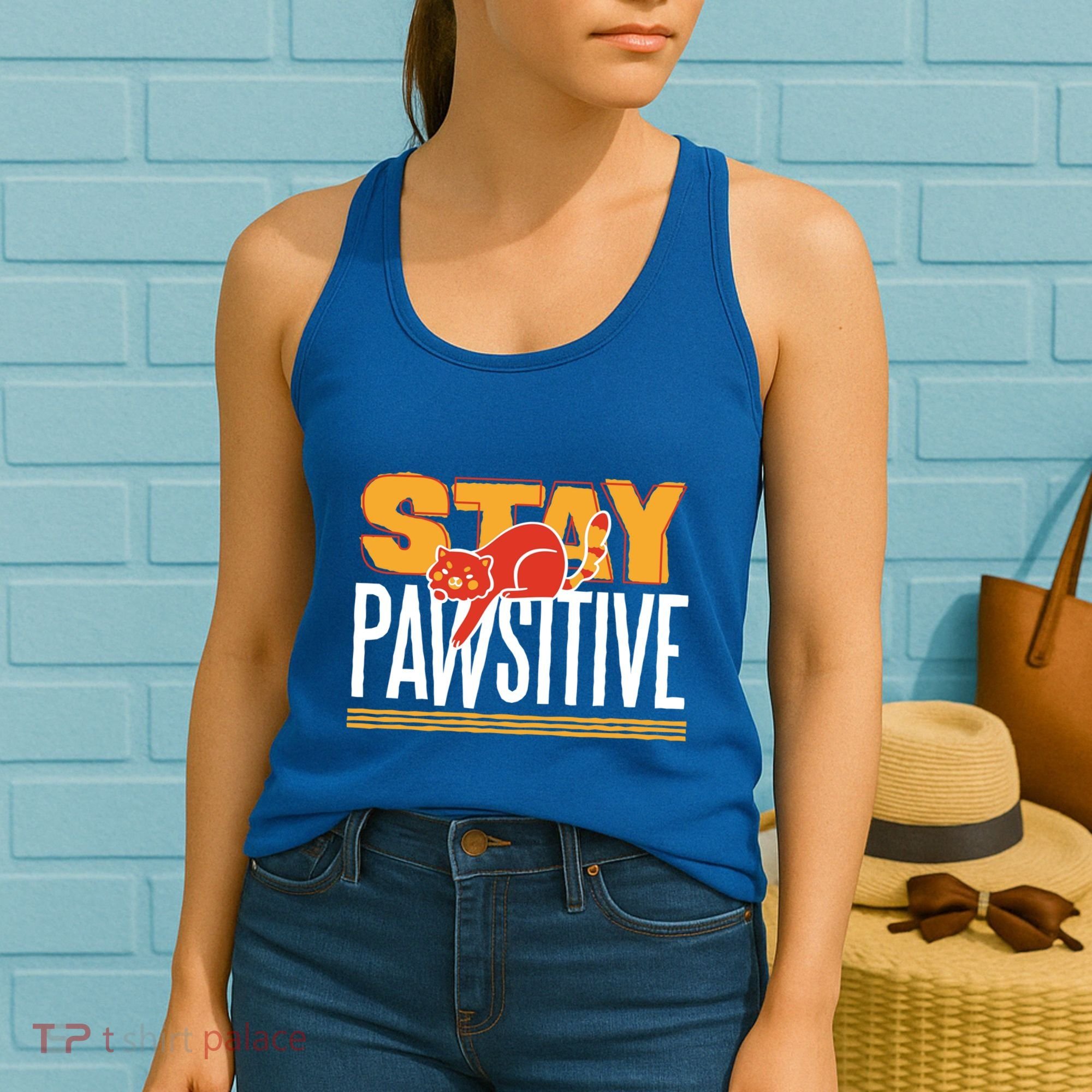 Stay Pawsitive Cute Stay Positive Cat Lover Gift Women's Tank Top