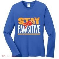 Stay Pawsitive Cute Stay Positive Cat Lover Gift Women's Long Sleeve Shirt thumb 0