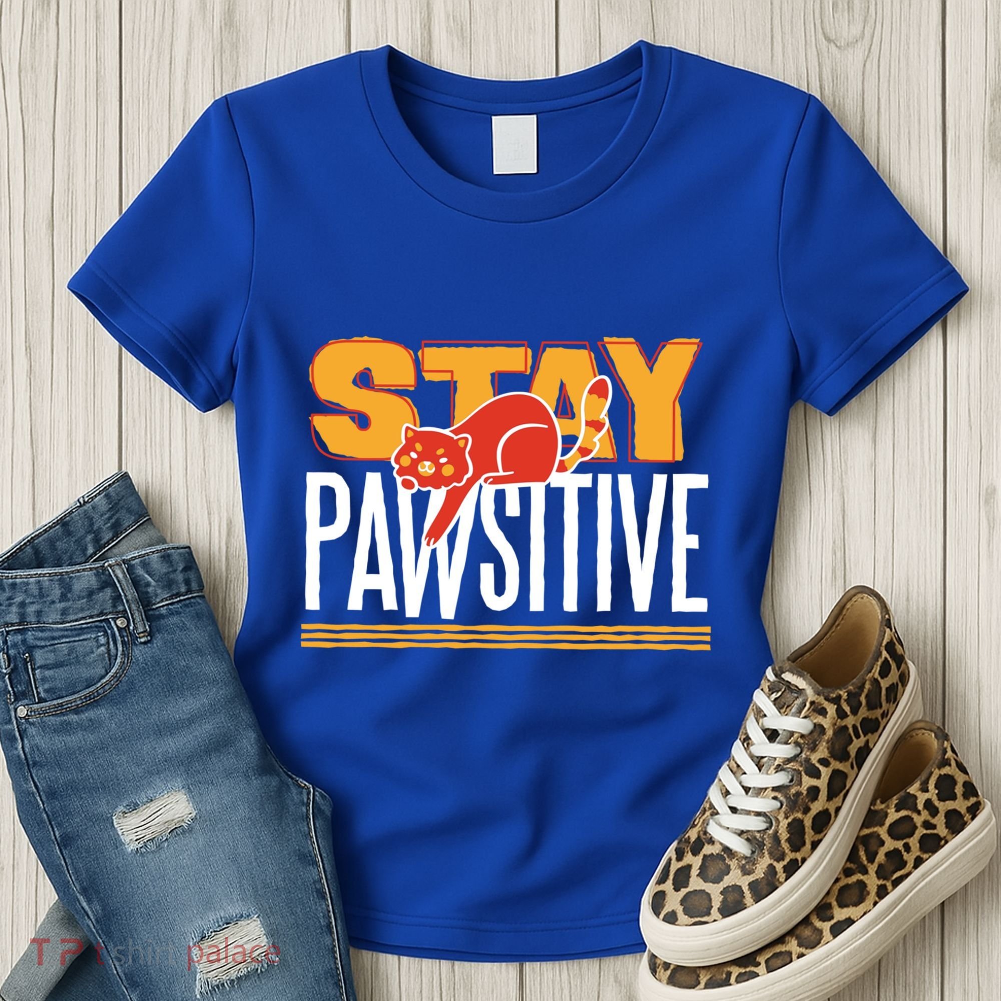 Stay Pawsitive Cute Stay Positive Cat Lover Gift Women's T-Shirt