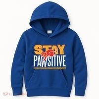 Stay Pawsitive Cute Stay Positive Cat Lover Gift Kids Hoodie thumb 0