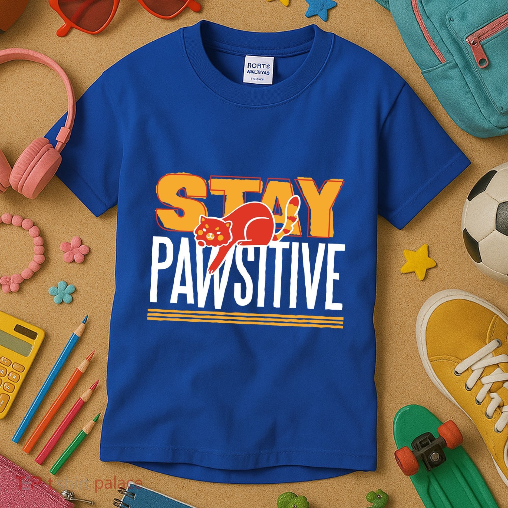 Stay Pawsitive Cute Stay Positive Cat Lover Gift Kids T-Shirt