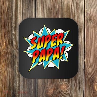 Super Papa Comic Book Superhero Father's Day Coaster