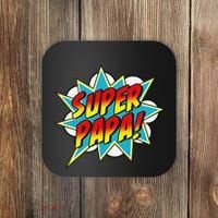 Super Papa Comic Book Superhero Father's Day Coaster thumb 0