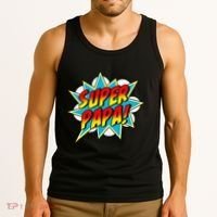 Super Papa Comic Book Superhero Father's Day Tank Top thumb 3