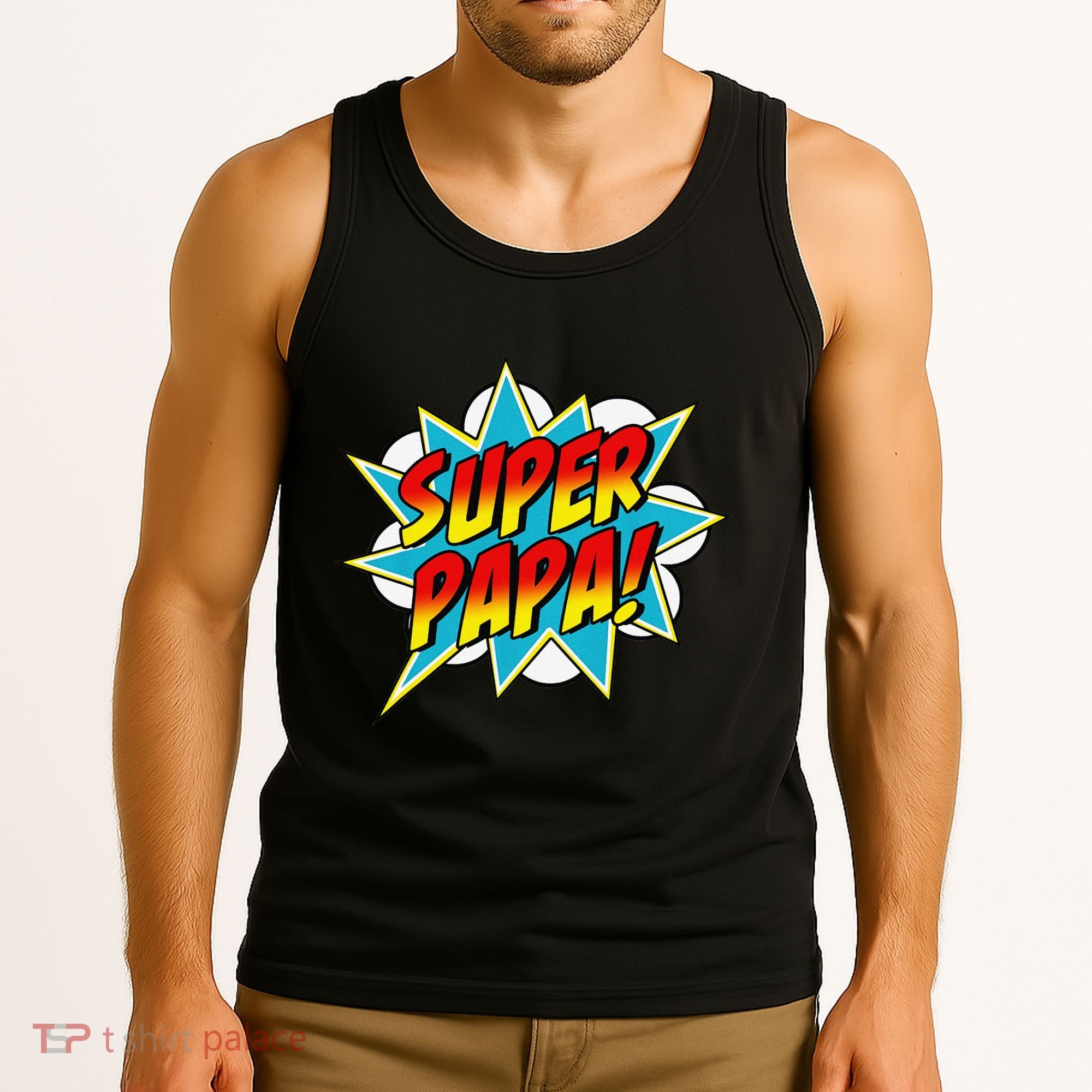 Super Papa Comic Book Superhero Father's Day Tank Top