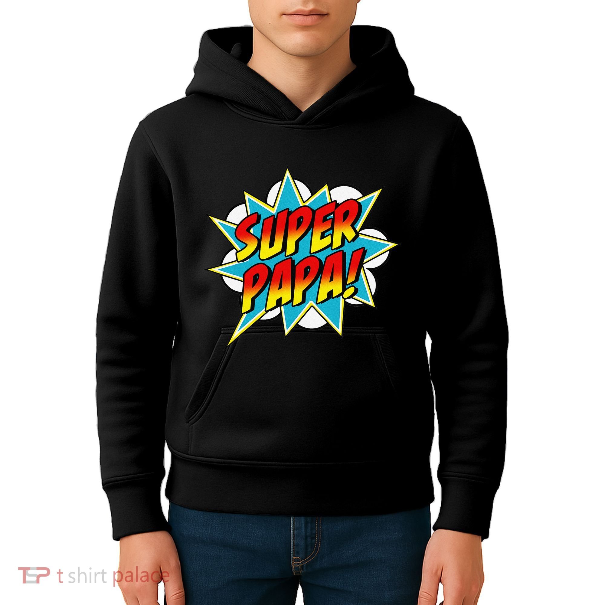 Super Papa Comic Book Superhero Father's Day Kids Hoodie
