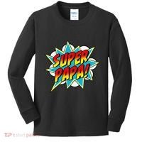 Super Papa Comic Book Superhero Father's Day Kids Long Sleeve Shirt thumb 0