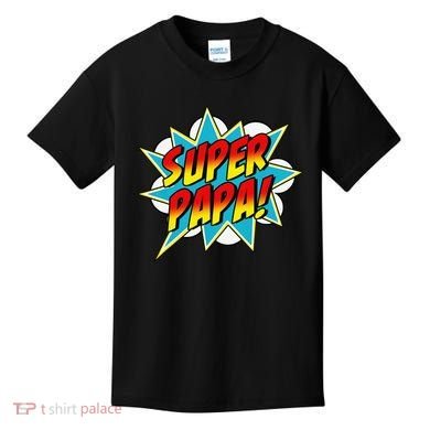 Super Papa Comic Book Superhero Father's Day Kids T-Shirt