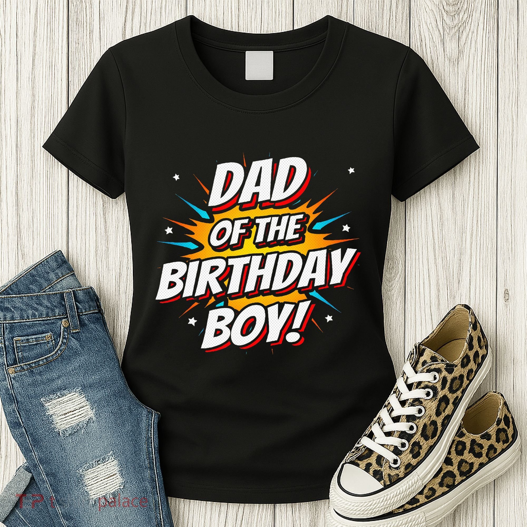 Superhero Party Comics Birthday Dad Of Birthday Women's T-Shirt