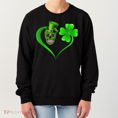 St Patricks Clover Skull Heart Funny St Patricks Day Women's Sweatshirt