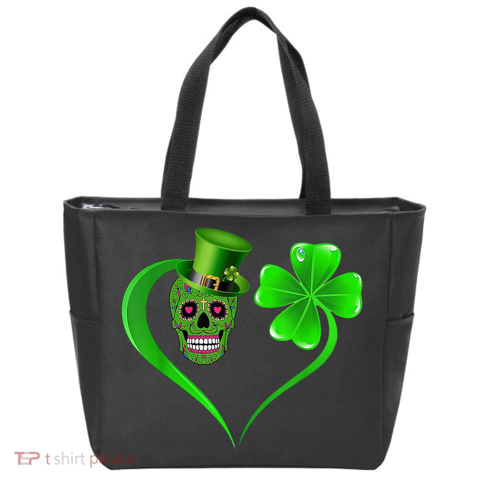 St Patricks Clover Skull Heart Funny St Patricks Day Tote Bag