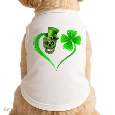 St Patricks Clover Skull Heart Funny St Patricks Day Doggie Tank
