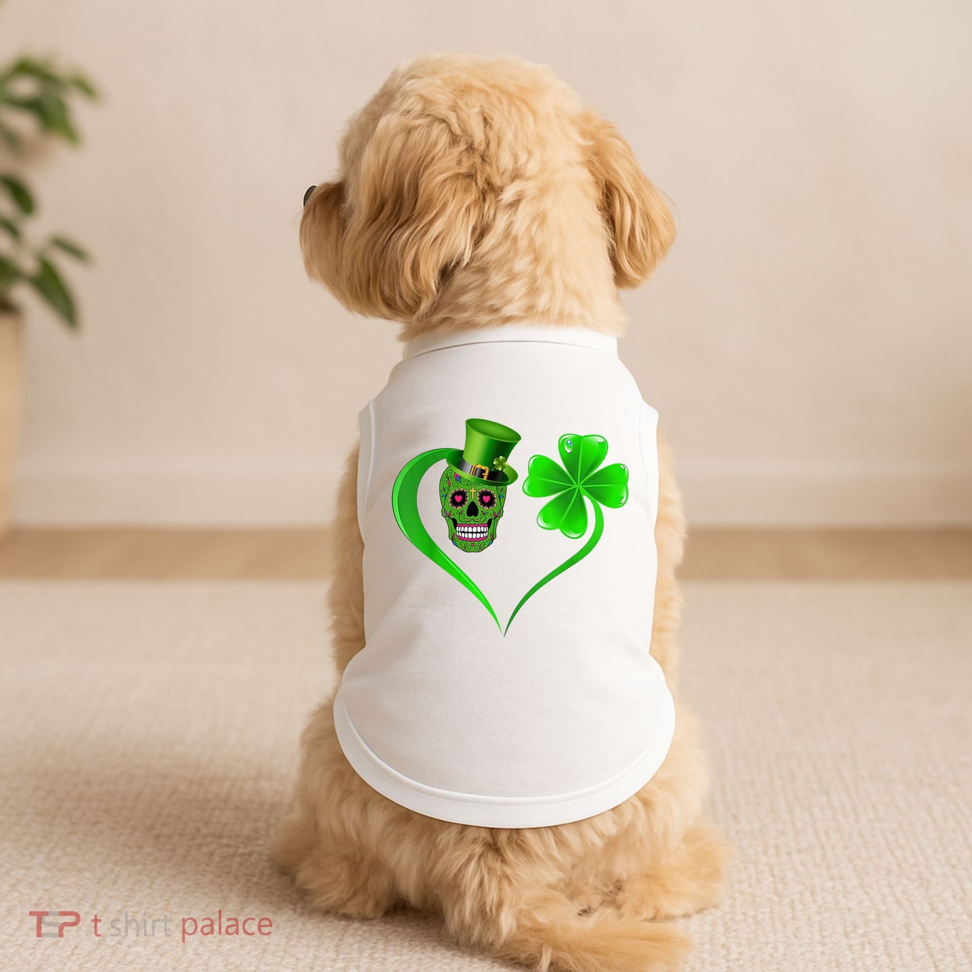 St Patricks Clover Skull Heart Funny St Patricks Day Doggie Tank