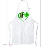 St Patricks Clover Skull Heart Funny St Patricks Day Apron thumb 0
