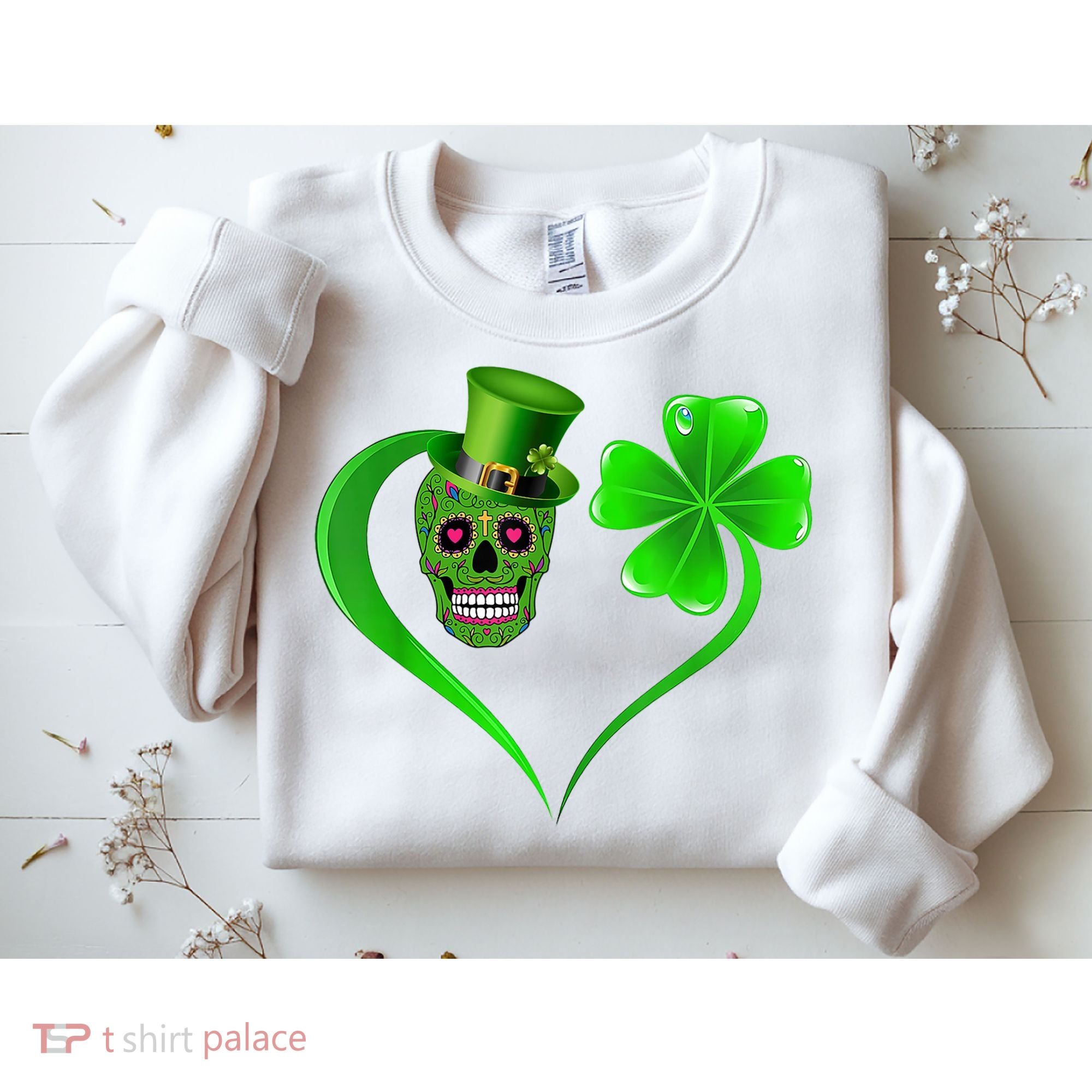 St Patricks Clover Skull Heart Funny St Patricks Day Sweatshirt