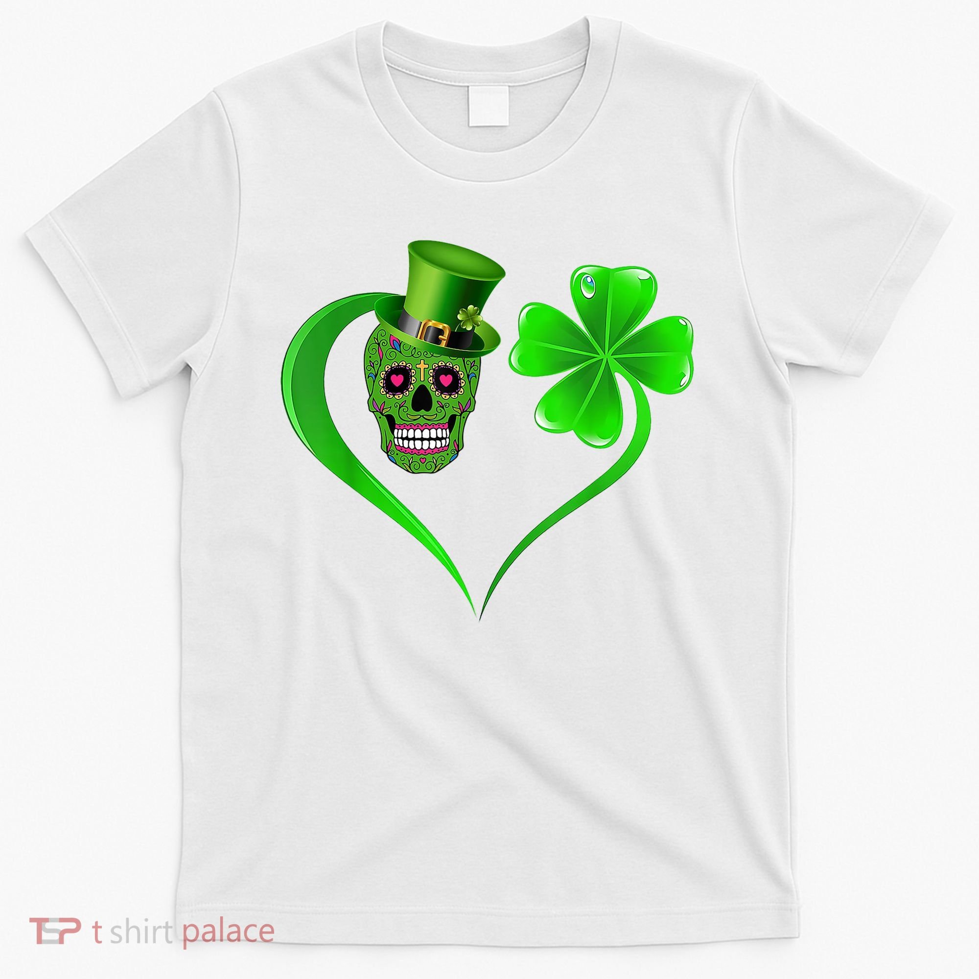 St Patricks Clover Skull Heart Funny St Patricks Day T-Shirt