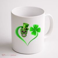 St Patricks Clover Skull Heart Funny St Patricks Day Coffee Mug thumb 1