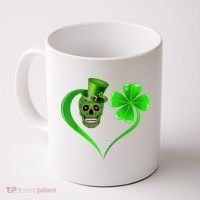 St Patricks Clover Skull Heart Funny St Patricks Day Coffee Mug thumb 0