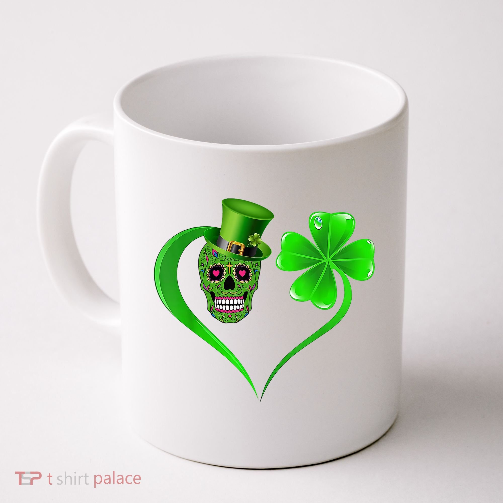 St Patricks Clover Skull Heart Funny St Patricks Day Coffee Mug