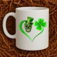 St Patricks Clover Skull Heart Funny St Patricks Day Coffee Mug thumb 2