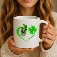 St Patricks Clover Skull Heart Funny St Patricks Day Coffee Mug thumb 3