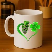 St Patricks Clover Skull Heart Funny St Patricks Day Coffee Mug thumb 4
