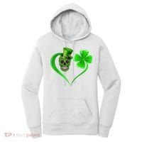 St Patricks Clover Skull Heart Funny St Patricks Day Women's Hoodie thumb 0
