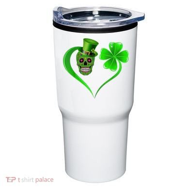 St Patricks Clover Skull Heart Funny St Patricks Day Tumbler