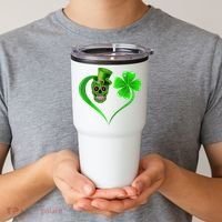 St Patricks Clover Skull Heart Funny St Patricks Day Tumbler thumb 2