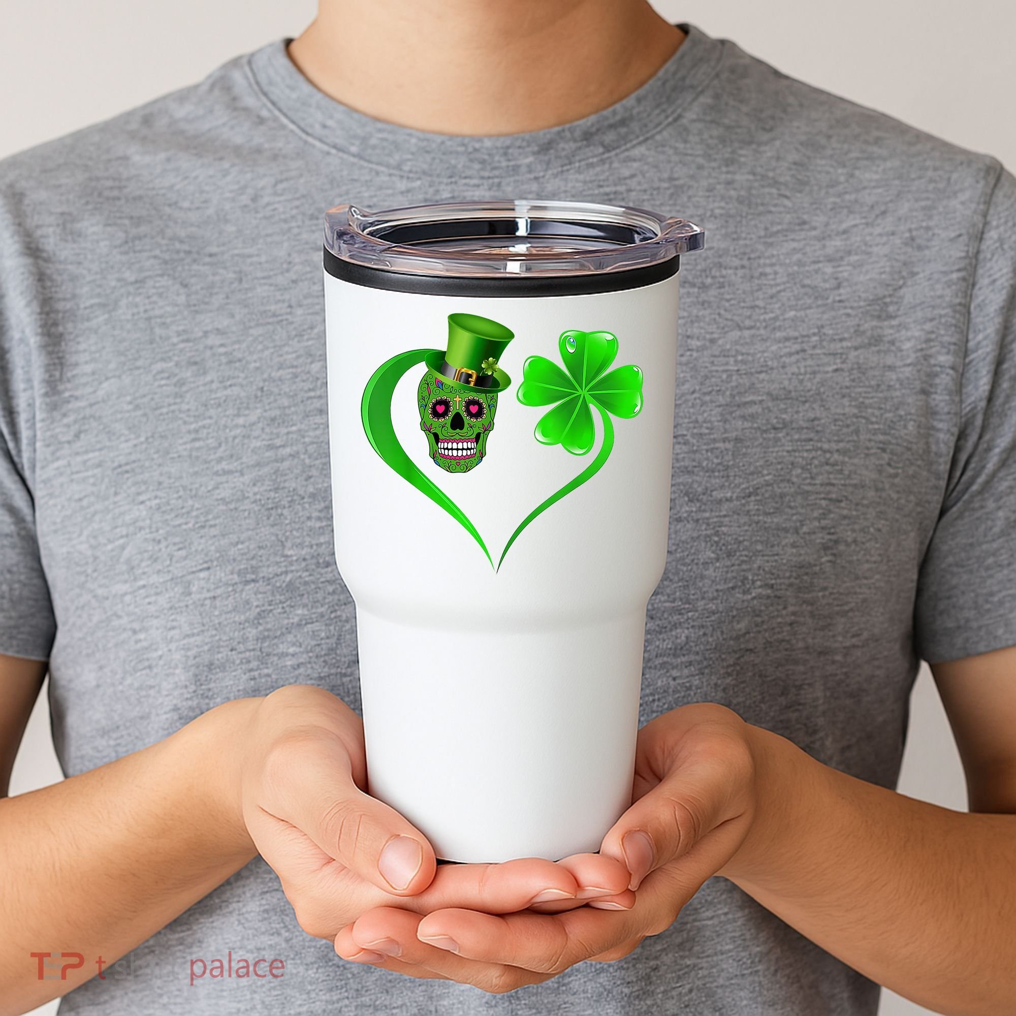 St Patricks Clover Skull Heart Funny St Patricks Day Tumbler