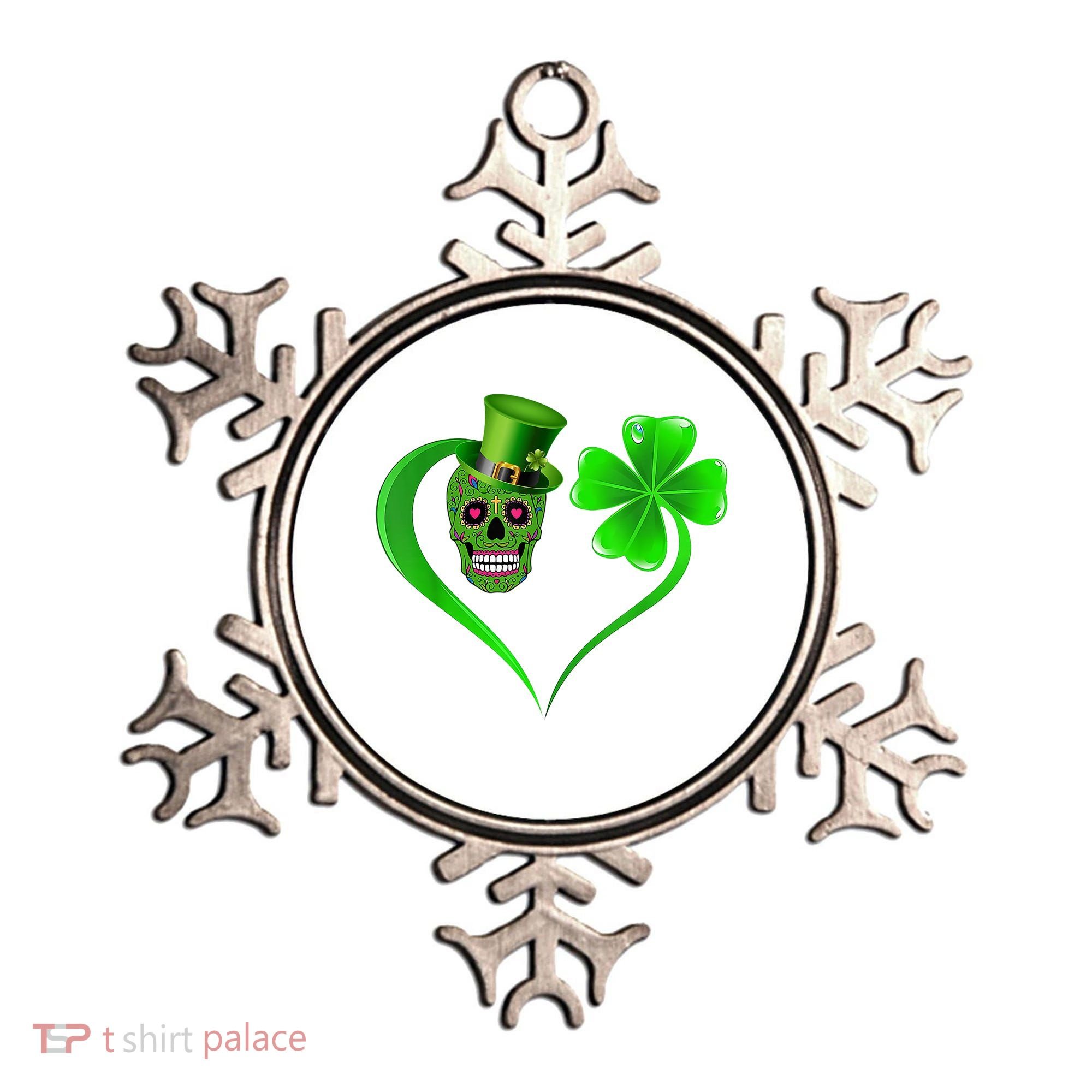 St Patricks Clover Skull Heart Funny St Patricks Day Ornament