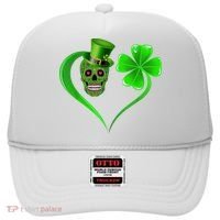 St Patricks Clover Skull Heart Funny St Patricks Day Hat thumb 0